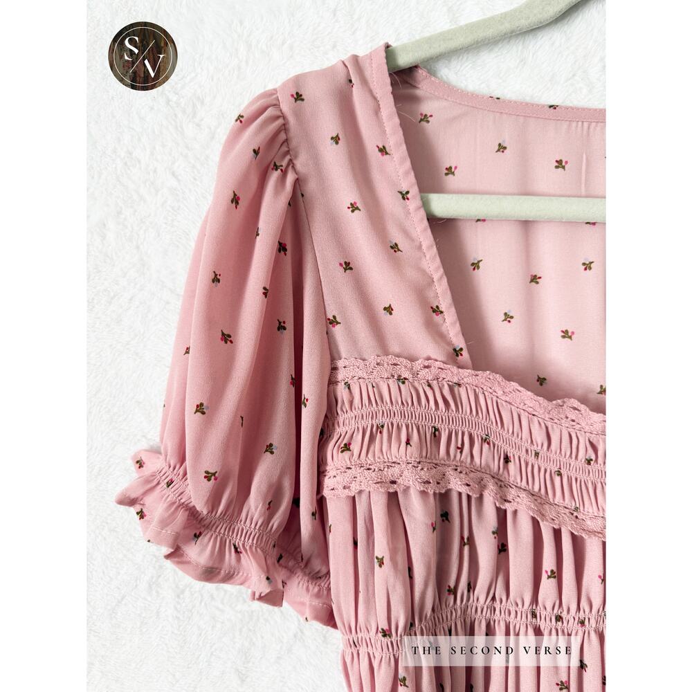 NWT Free People Adore You Blouse Top Floral Pink Size Medium - Picture 6 of 14